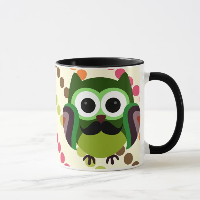 Retro Owl with Moustache Mug (Right)