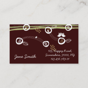 Retro Owls Family Cute Whimsical Stripes Nest Fun Business Card