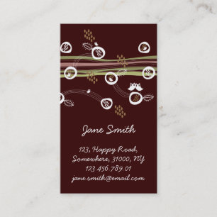 Retro Owls Family Cute Whimsical Stripes Nest Fun Business Card