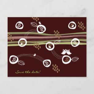 Retro Owls Family Save-the-Date Postcard