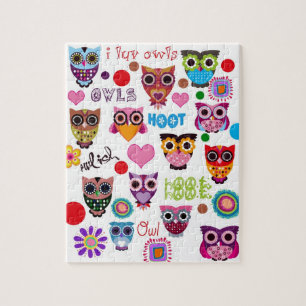 Retro Owls Jigsaw Puzzle
