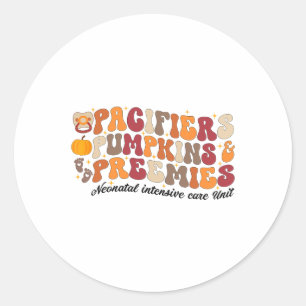 Retro Pacifiers Pumpkins Preemies Thanksgiving Nic Classic Round Sticker