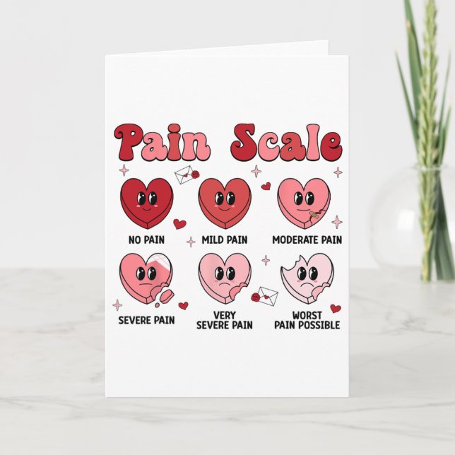 Retro Pain Scale Heart Trauma Nurse Valentine's Da Card (Front)