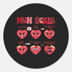 Retro Pain Scale Heart Trauma Nurse Valentine's Da Classic Round Sticker