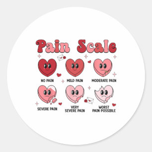 Retro Pain Scale Heart Trauma Nurse Valentine's Da Classic Round Sticker