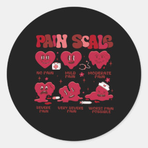Retro Pain Scale Heart Trauma Nurse Valentine's Da Classic Round Sticker