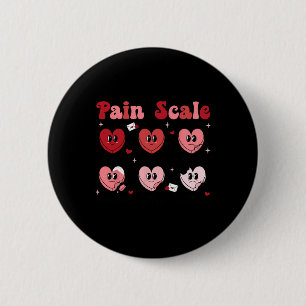 Retro Pain Scale Heart Trauma Nurse Valentines Day 2 Inch Round Button