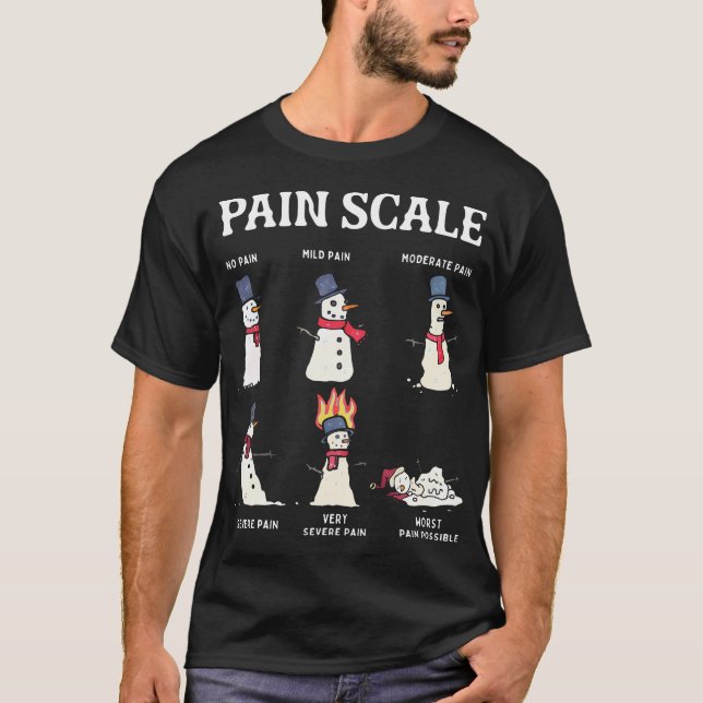 Retro Pain Scale Snowman Trauma Nurse Christmas T-Shirt (Front)