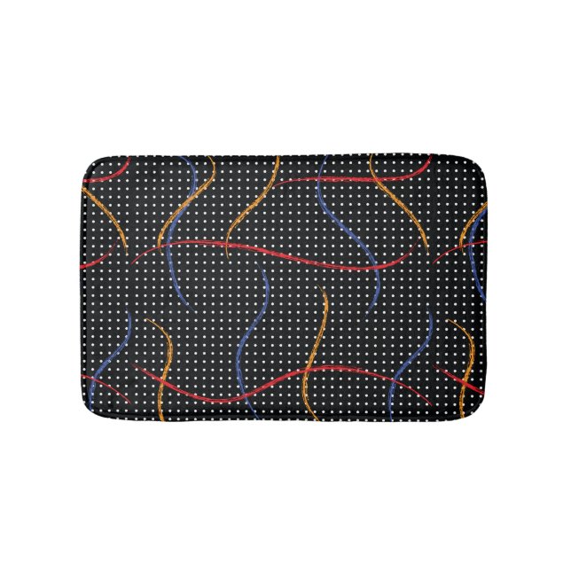 Retro Paint Splatter and Dots Bath Mat (Front)