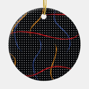 Retro Paint Splatter and Dots Ceramic Ornament