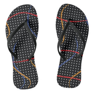 Retro Paint Splatter and Dots Flip Flops