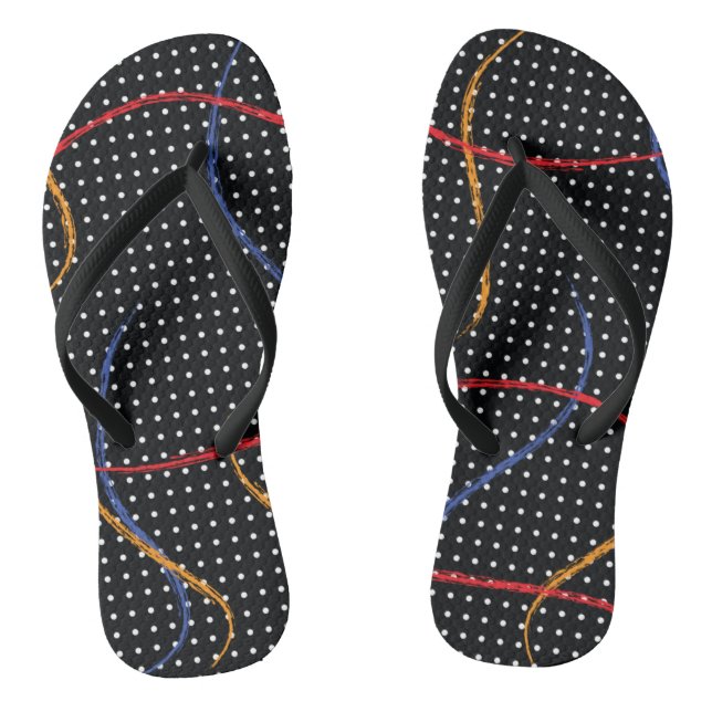 Retro Paint Splatter and Dots Flip Flops (Footbed)