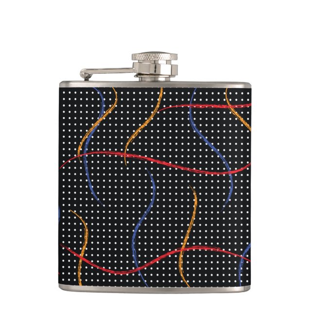 Retro Paint Splatter and Dots Hip Flask (Front)