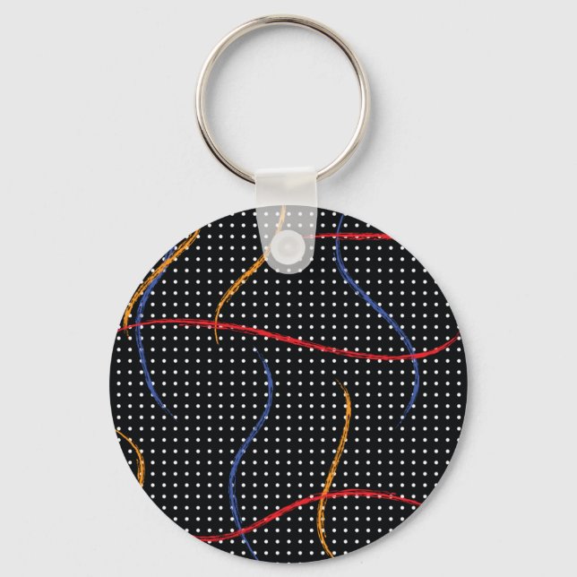 Retro Paint Splatter and Dots Keychain (Front)