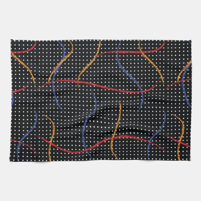 Retro Paint Splatter and Dots Kitchen Towel (Horizontal)