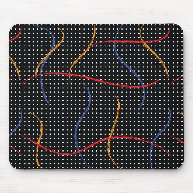 Retro Paint Splatter and Dots Mouse Pad (Front)