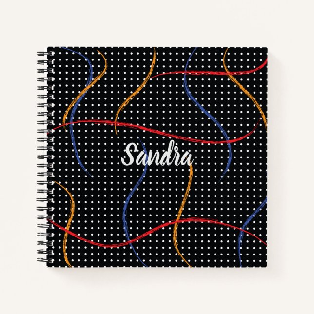 Retro Paint Splatter and Dots Personalized Notebook (Front)