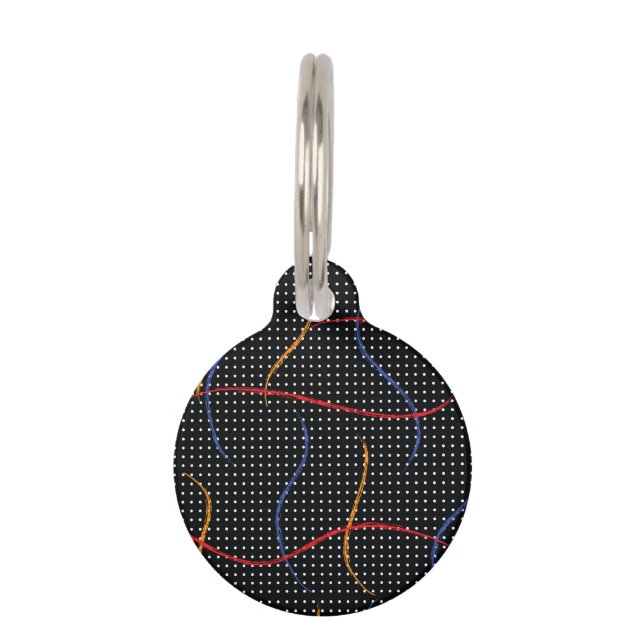 Retro Paint Splatter and Dots Pet Tag (Front)