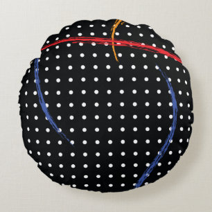 Retro Paint Splatter and Dots Round Pillow