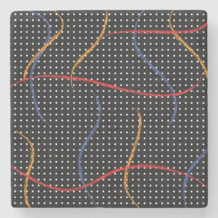Retro Paint Splatter and Dots Stone Coaster