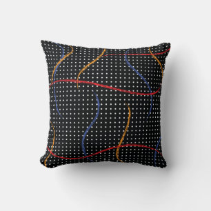 Retro Paint Splatter and Dots Throw Pillow