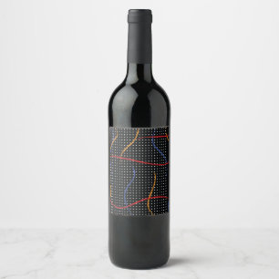 Retro Paint Splatter and Dots Wine Label