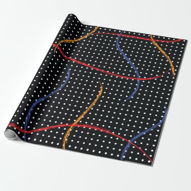 Retro Paint Splatter and Dots Wrapping Paper (Unrolled)