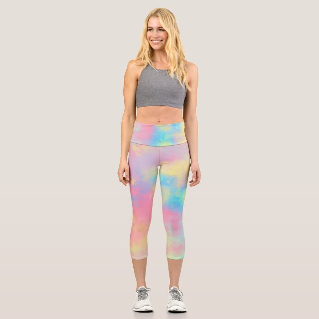 Retro Paint Splatter  Capri Leggings (Front)