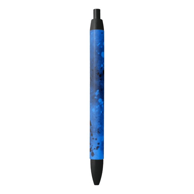 Retro Paint Splatter Effect Blue & Black  Ink Pen (Front Vertical)