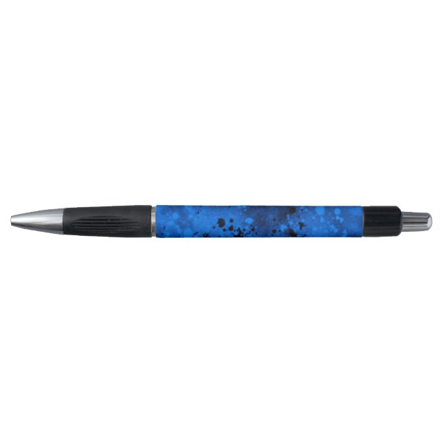 Retro Paint Splatter Effect Blue & Black  Pen (Front)