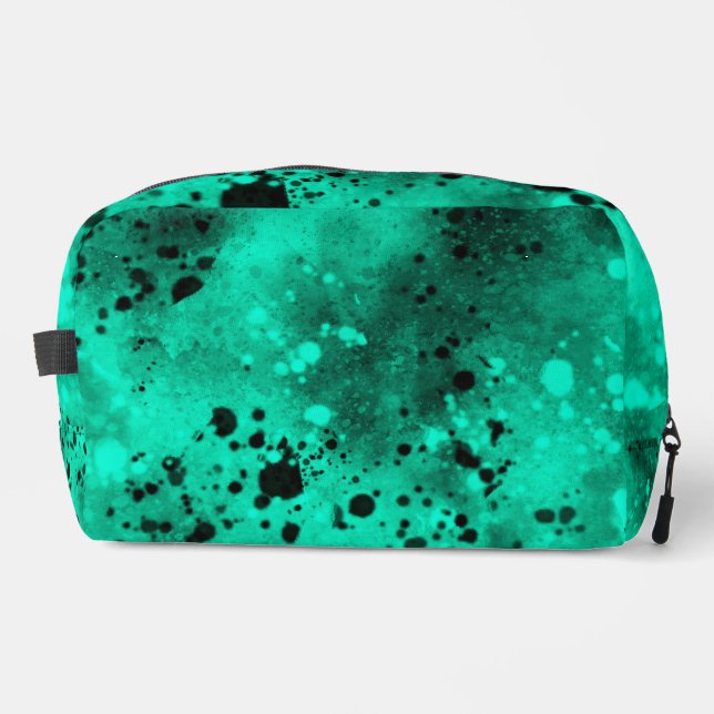 Retro Paint Splatter Effect Green & Black  Dopp Kit (Front)
