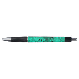 Retro Paint Splatter Effect Green & Black Pen