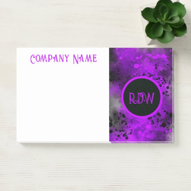 Retro Paint Splatter Effect Purple & Black  Post-it Notes (Office)