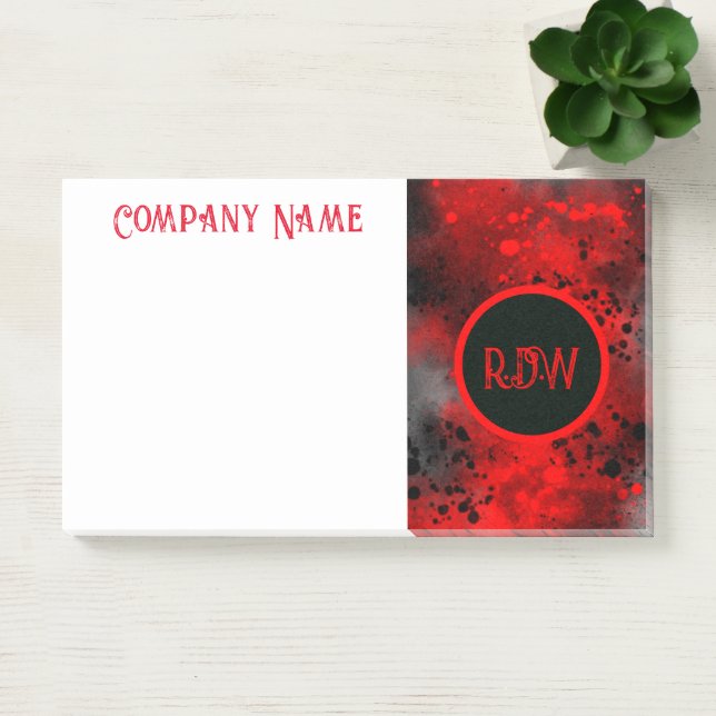 Retro Paint Splatter Effect Red & Black  Post-it Notes (Office)