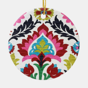 Retro Paisley Floral Ceramic Ornament