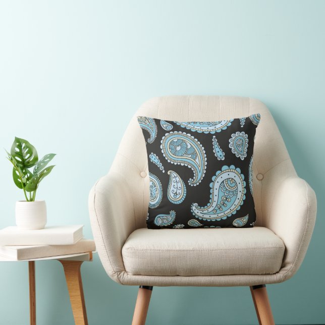 Retro Paisley Pattern Throw Pillow (Chair)
