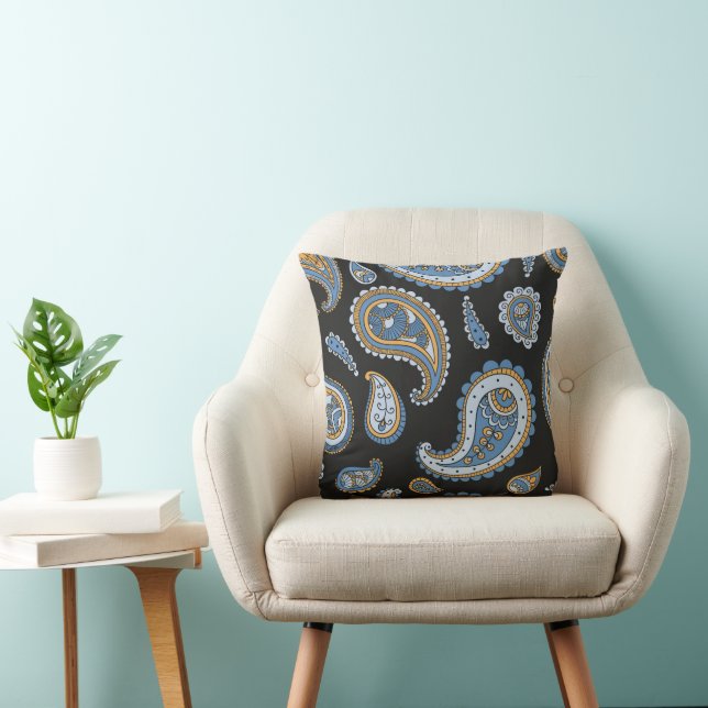 Retro Paisley Pattern Throw Pillow (Chair)