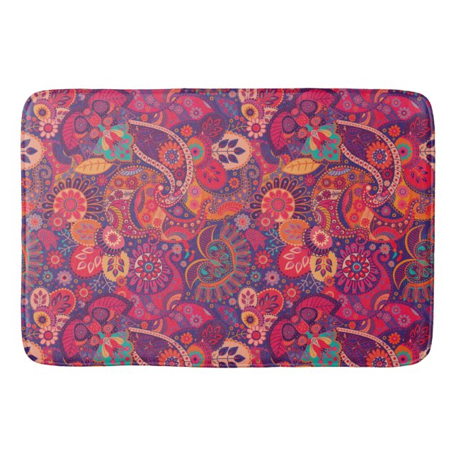 Retro Paisley Reds   Bath Mat (Front)