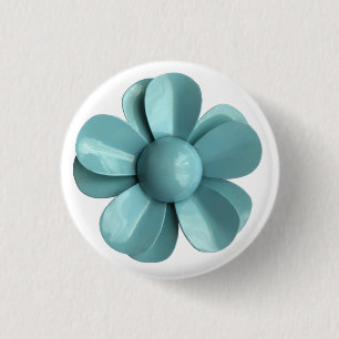 Retro Pale Blue Daisy Flower Spring Summer Wedding 1 Inch Round Button