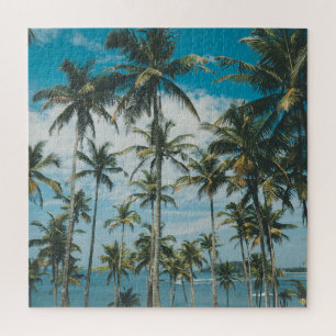 Retro Palm Ocean Silhouette Jigsaw Puzzle