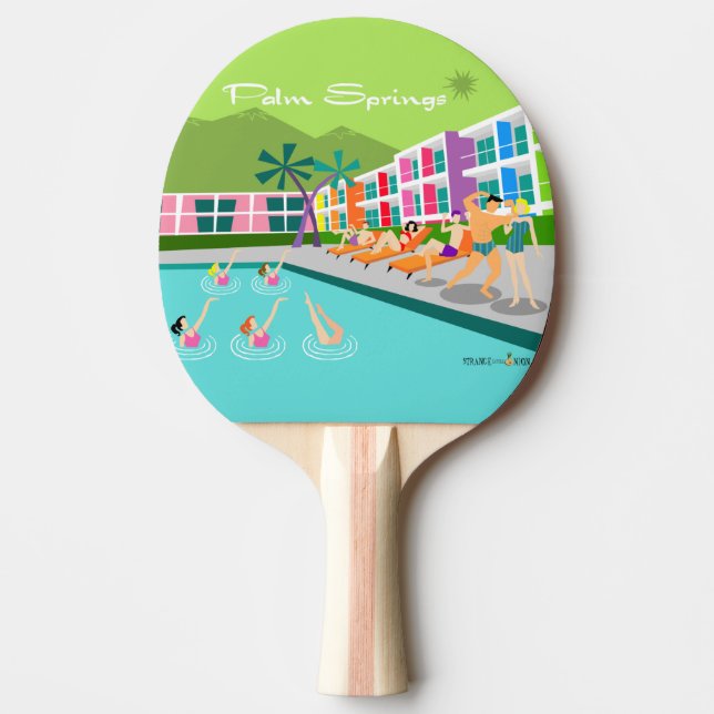 Retro Palm Springs Hotel Ping Pong Paddle (Front)