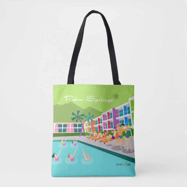 Retro Palm Springs Hotel Tote (Front)