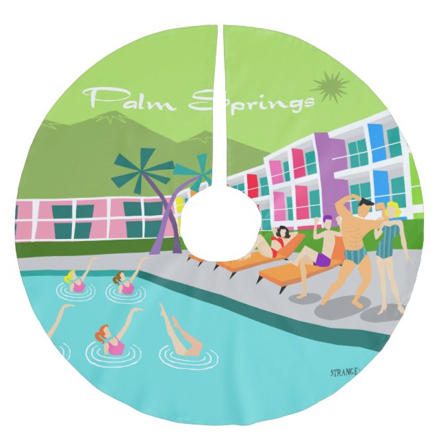 Retro Palm Springs Hotel Tree Skirt (Front)