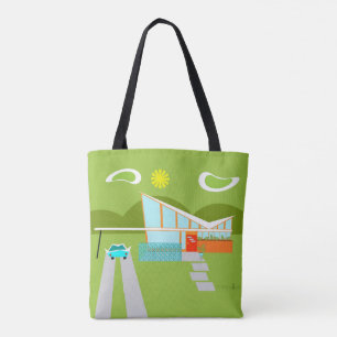 Retro Palm Springs House All-Over Print Tote Bag