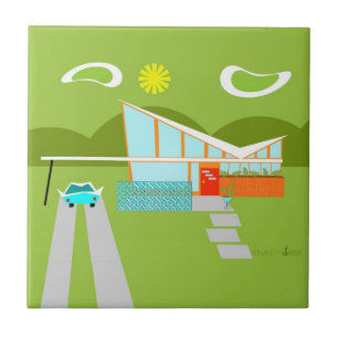 Retro Palm Springs House Ceramic Tile