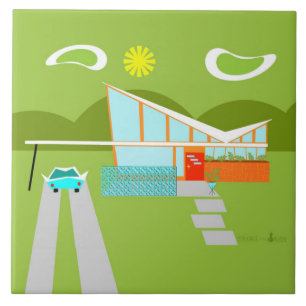 Retro Palm Springs House Ceramic Tile