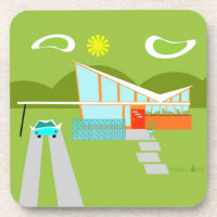 Rétro Palm Springs House Dessous de verre en plast