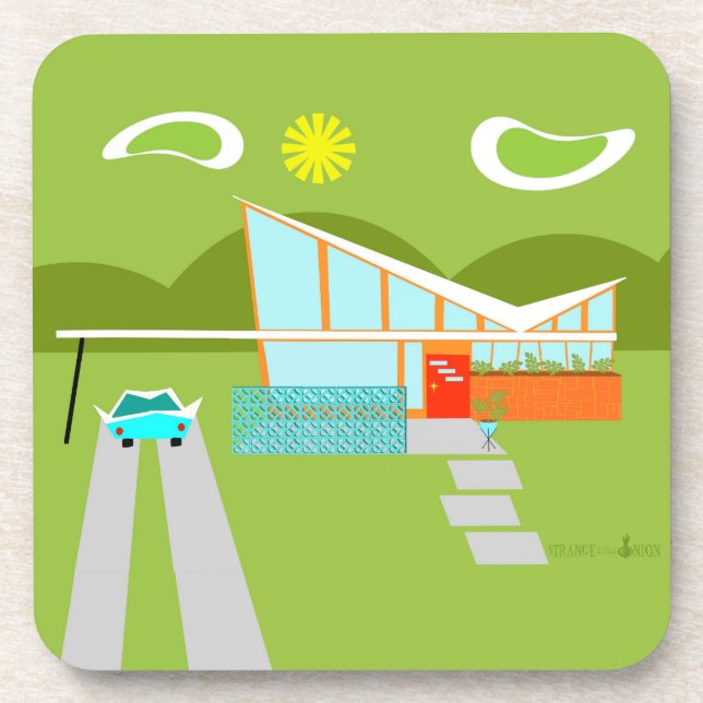 Rétro Palm Springs House Dessous de verre en plast (Devant)