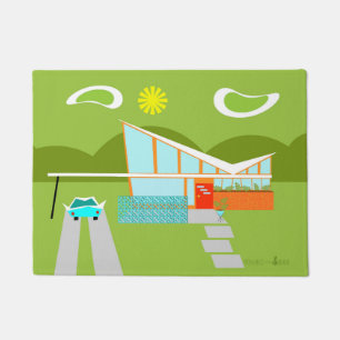 Retro Palm Springs House Door Mat