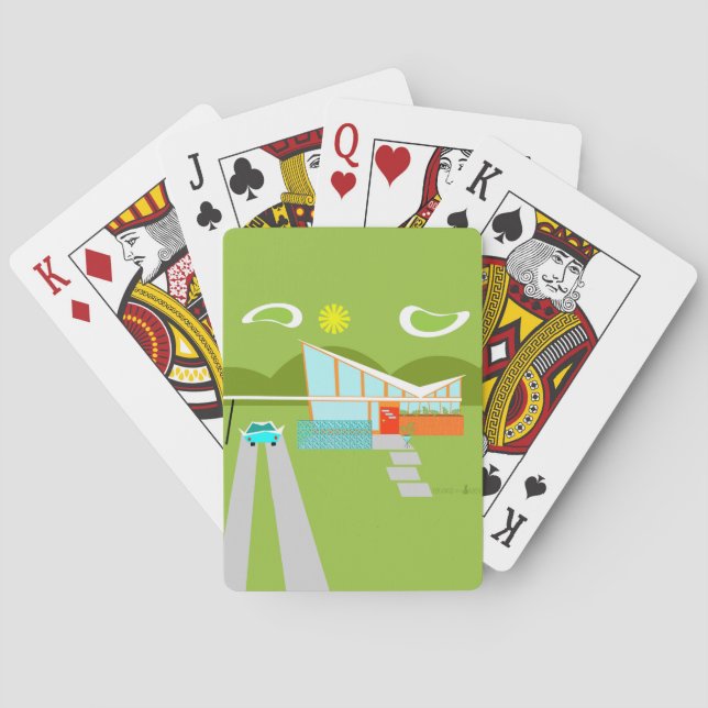 Retro Palm Springs House Playing Cards (Back)